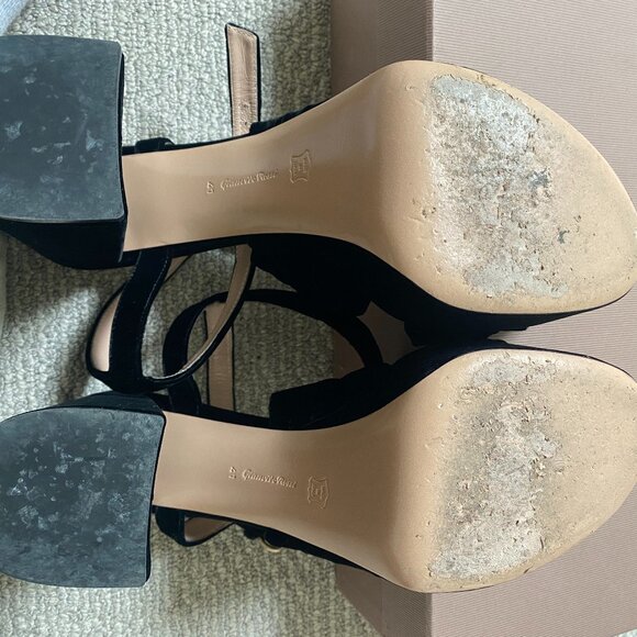 Gianvito Rossi- Knotted Black Velvet Platform Sandals - Size 41 - Picture 7 of 11